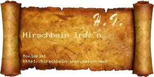 Hirschbein Irén névjegykártya